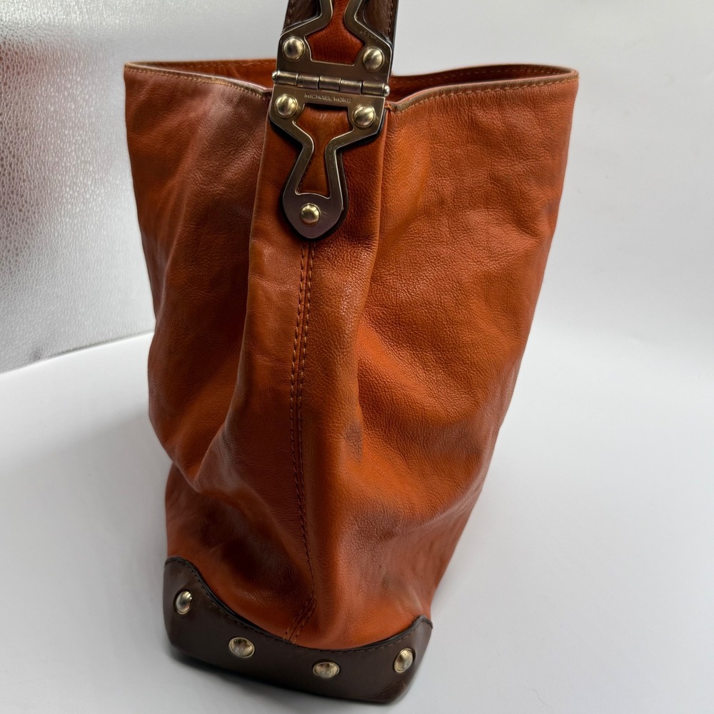 Michael Kors Leather Hobo Bag Large Orange Boho Chic Slouchy Shoulder Bag READ - Picture 3 of 15